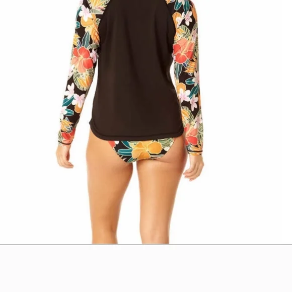 Hurley Women's Black Floral Rash Guard Size Small - Picture 3 of 4